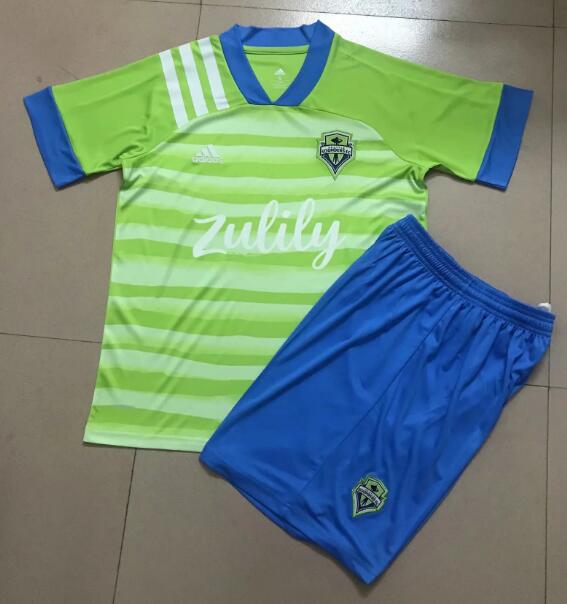 Kids Seattle Sounders Home Soccer Shirt With Shorts 2020/21